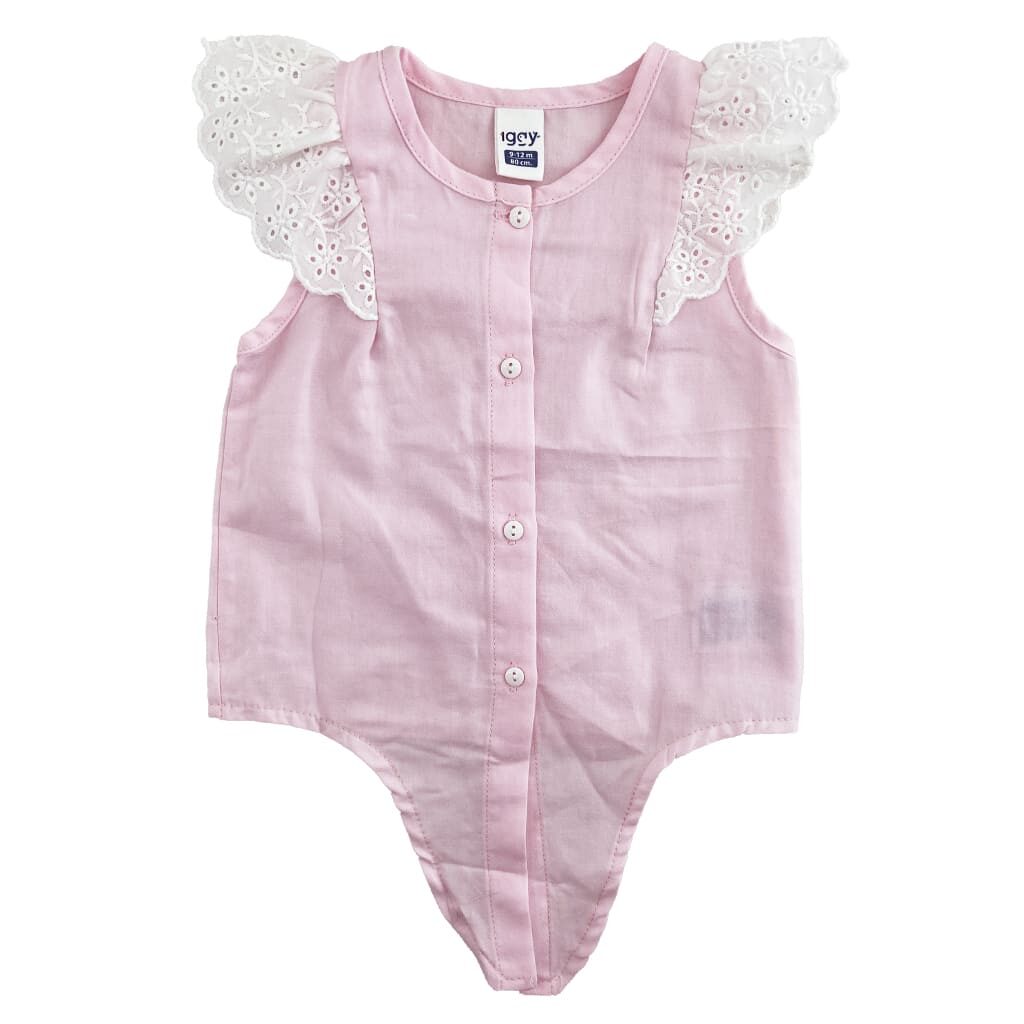 ست تاپ گرهی و شورتک گلدار دخترانه صورتی Iggy4