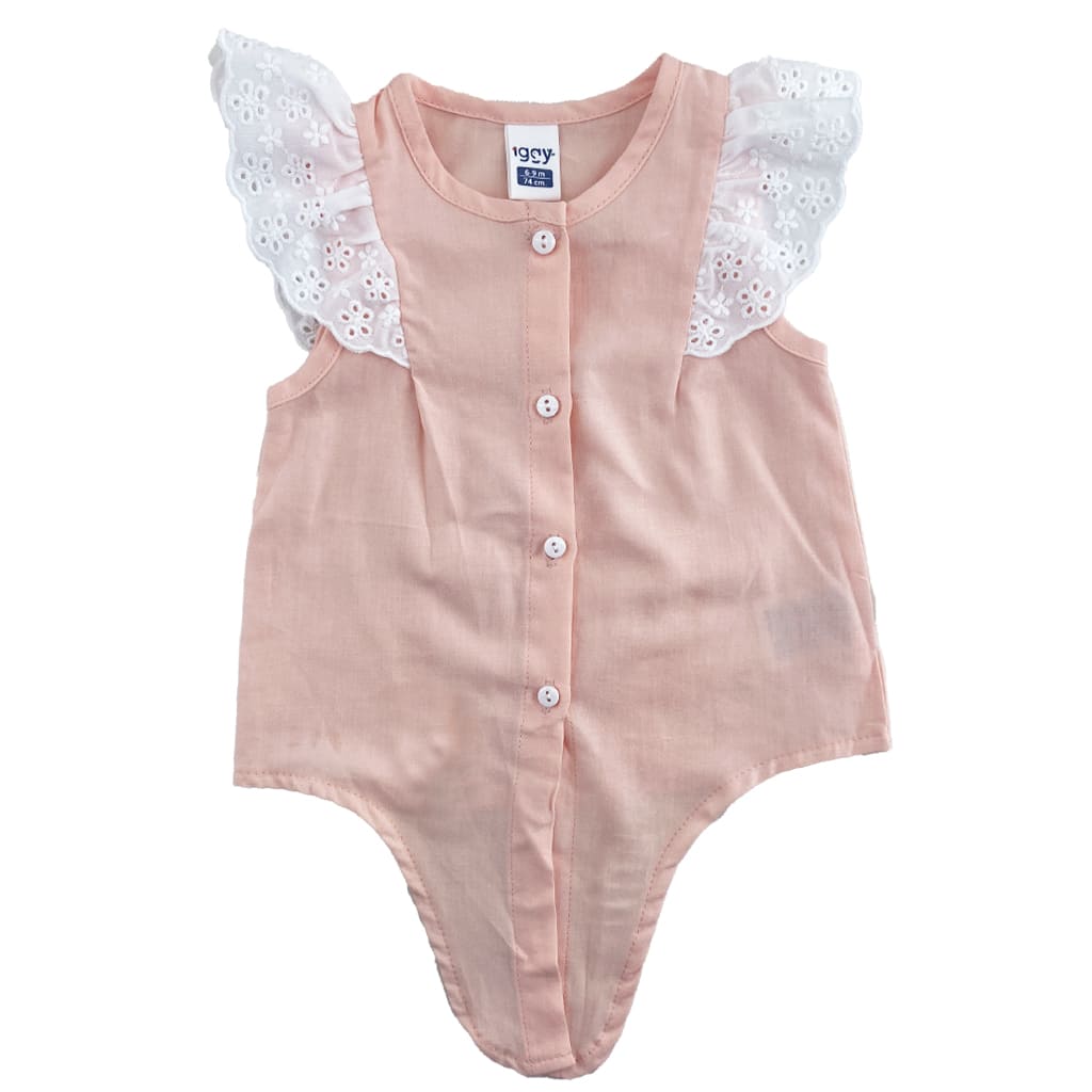 ست تاپ گرهی و شورتک گلدار دخترانه گلبهی Iggy5