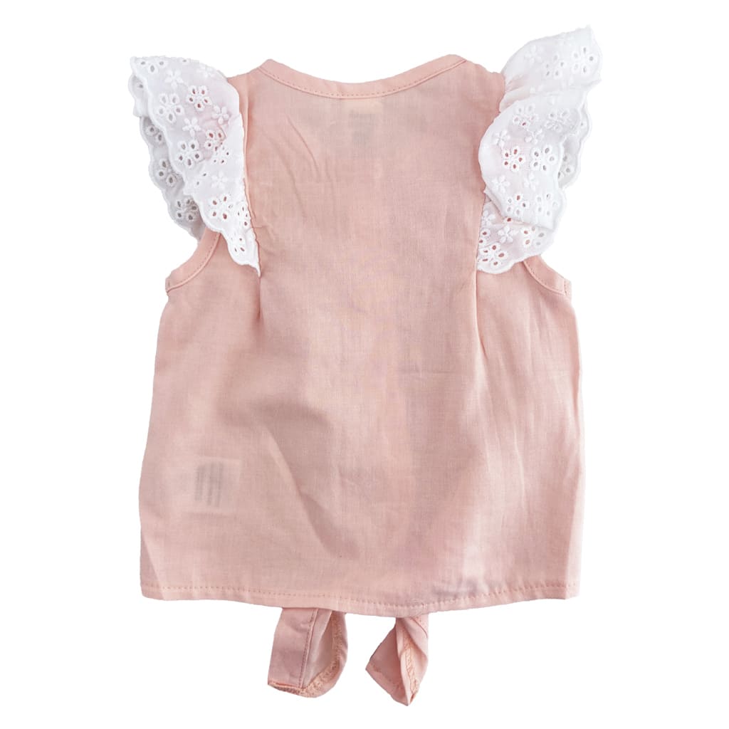 ست تاپ گرهی و شورتک گلدار دخترانه گلبهی Iggy3