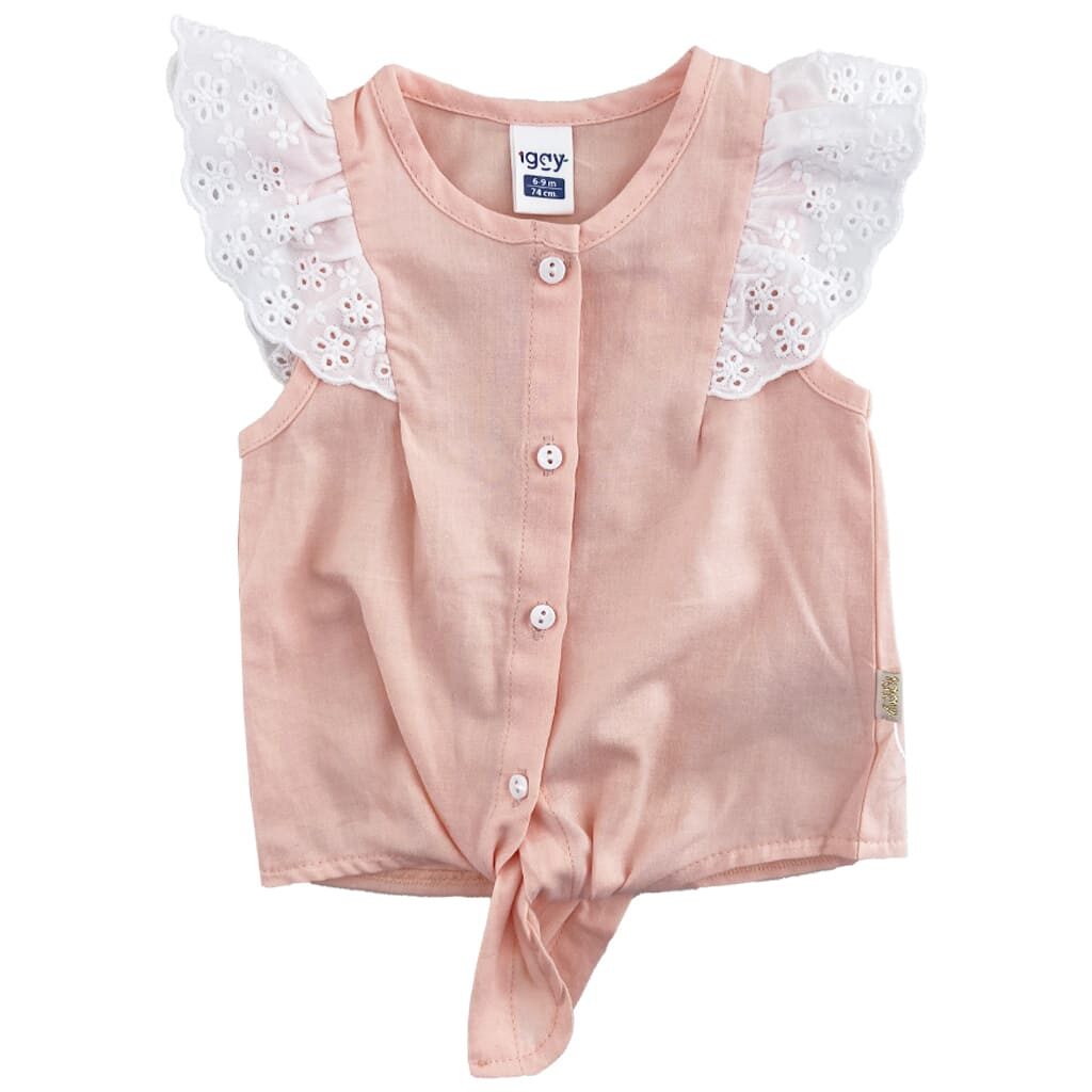 ست تاپ گرهی و شورتک گلدار دخترانه گلبهی Iggy1