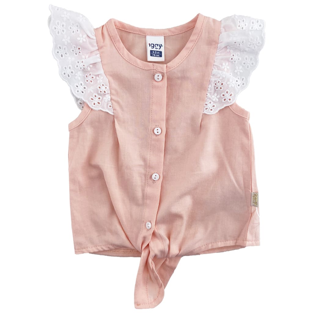 ست تاپ گرهی و شورتک گلدار دخترانه گلبهی Iggy1