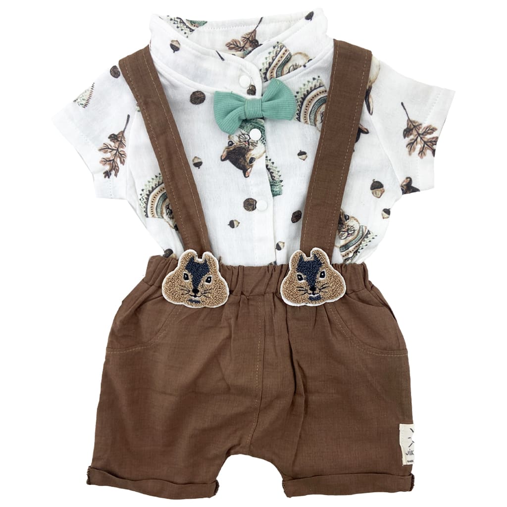 سرهم و پیراهن یقه آخوندی پسرانه سنجاب قهوه ای Jikko7