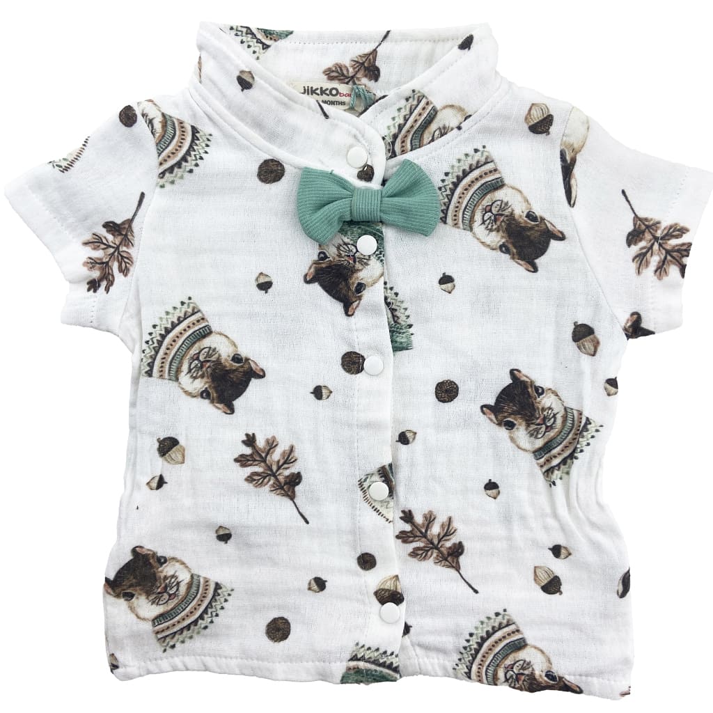 سرهم و پیراهن یقه آخوندی پسرانه سنجاب قهوه ای Jikko3