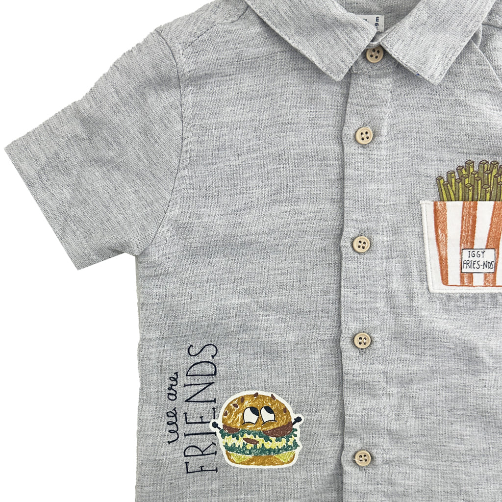 پیراهن آستین کوتاه و شورتک همبرگر طوسی Iggy5