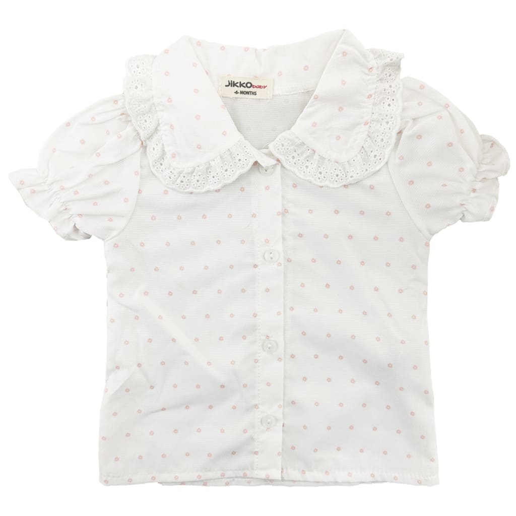 ست سرهم (رامپر) و شومیز گیپور دخترانه گلهبی Jikko6