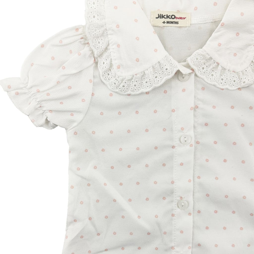 ست سرهم (رامپر) و شومیز گیپور دخترانه گلهبی Jikko5