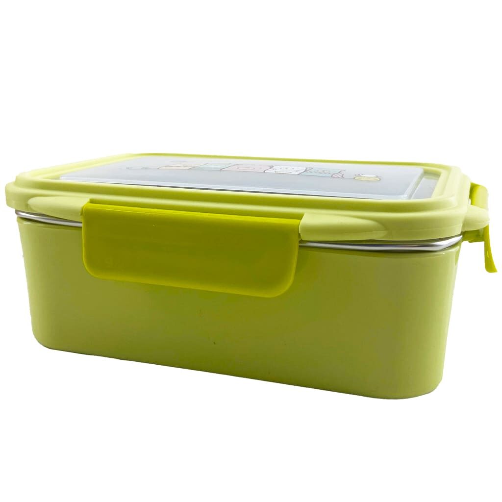 ظرف غذا (لانچ باکس) یک طبقه استيل خرس و گنجشک