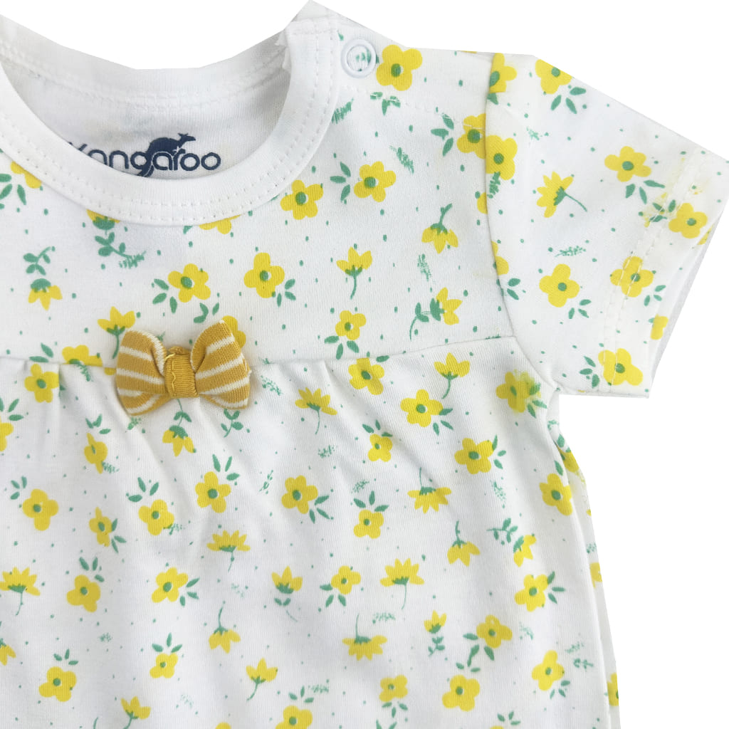 ست تیشرت و شورتک دخترانه گل دار سفید کانگورو5