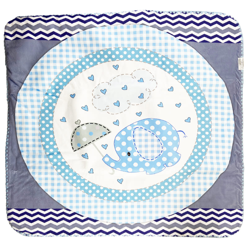 پتو مخمل کلاه دار نوزادی طرح فیل و چتر2