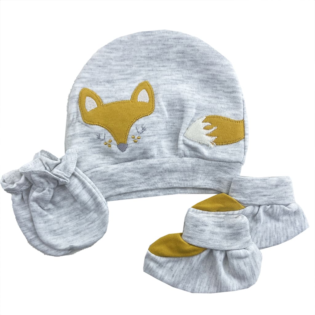 ست کلاه، دستکش و پاپوش نوزادی روباه پاپو Papo طوسی
