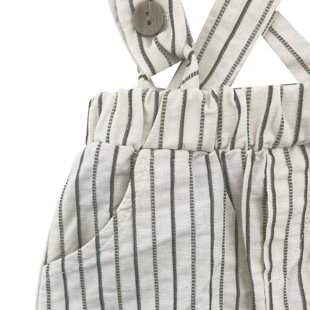 سرهم راه راه و پیراهن پاپیون دار پسرانه کرمی Bebezade4