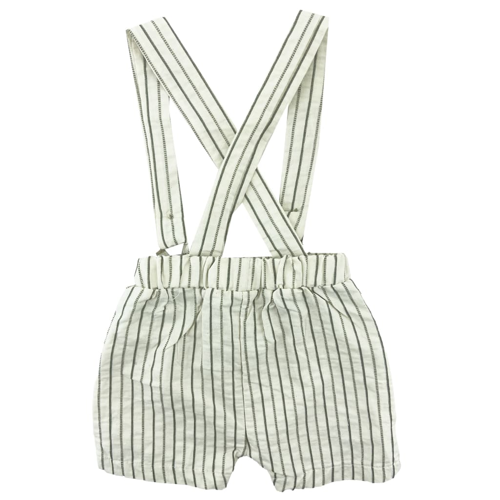 سرهم راه راه و پیراهن پاپیون دار پسرانه کرمی Bebezade5