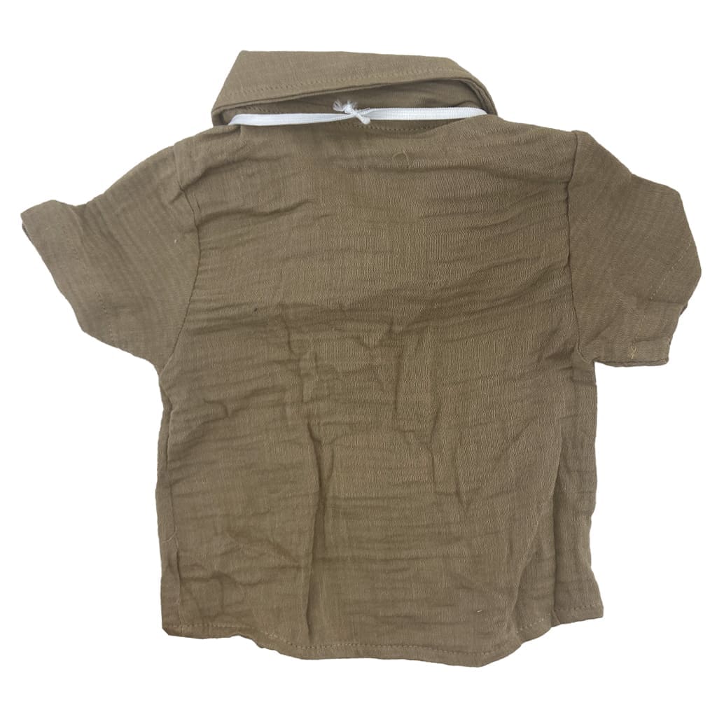 سرهم راه راه و پیراهن پاپیون دار پسرانه کرمی Bebezade2