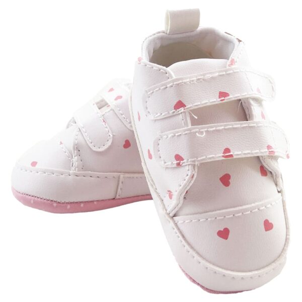 کفش نوزادی چسب دار قلبی سفید پاپو Papo