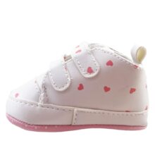 کفش نوزادی چسب دار قلبی سفید پاپو Papo2