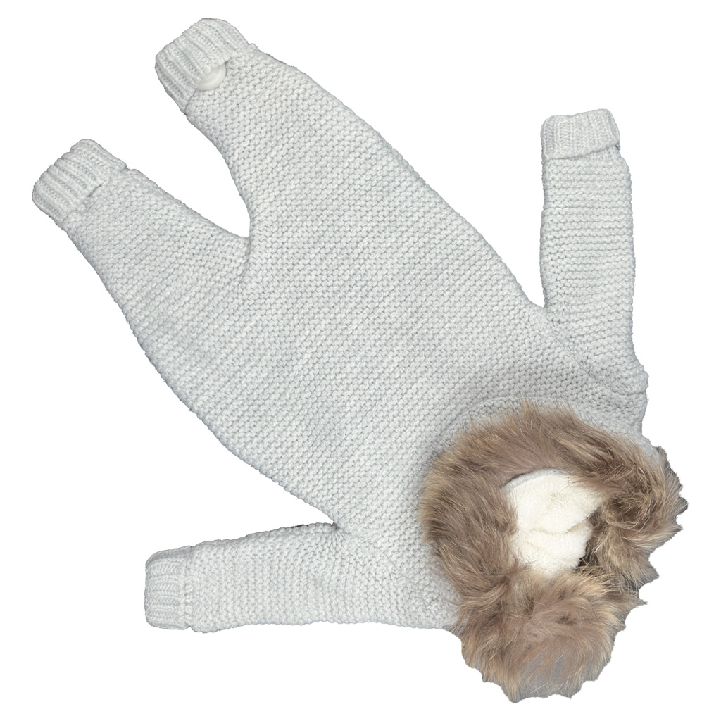 سرهم بافت جلودکمه کلاه خزدار کرم Baby mio