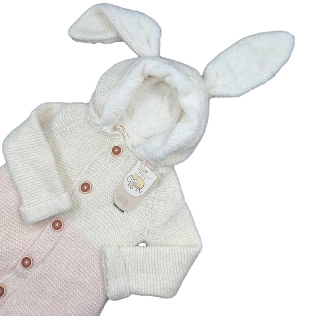 سرهم بافت كركدار 3رنگ راه راه جلودكمه كلاه خرگوش