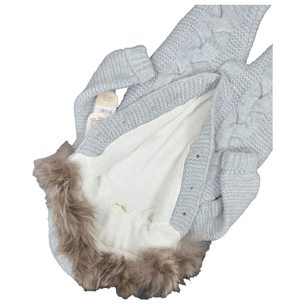 سرهم بافت جلودکمه کلاه خزدار کرم Baby mio