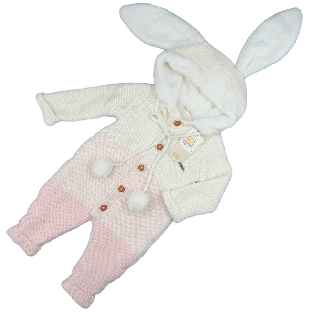 سرهم بافت كركدار 3رنگ راه راه جلودكمه كلاه خرگوش