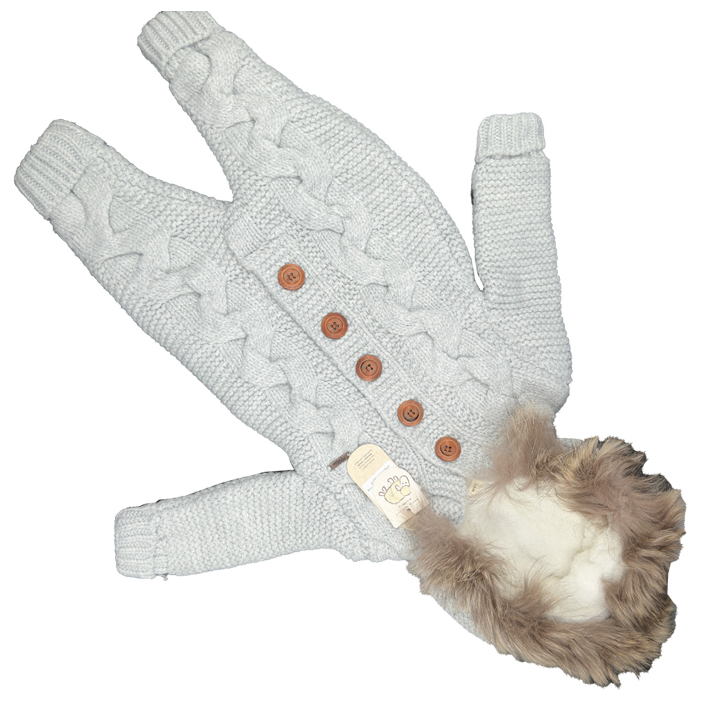 سرهم بافت جلودکمه کلاه خزدار کرم Baby mio