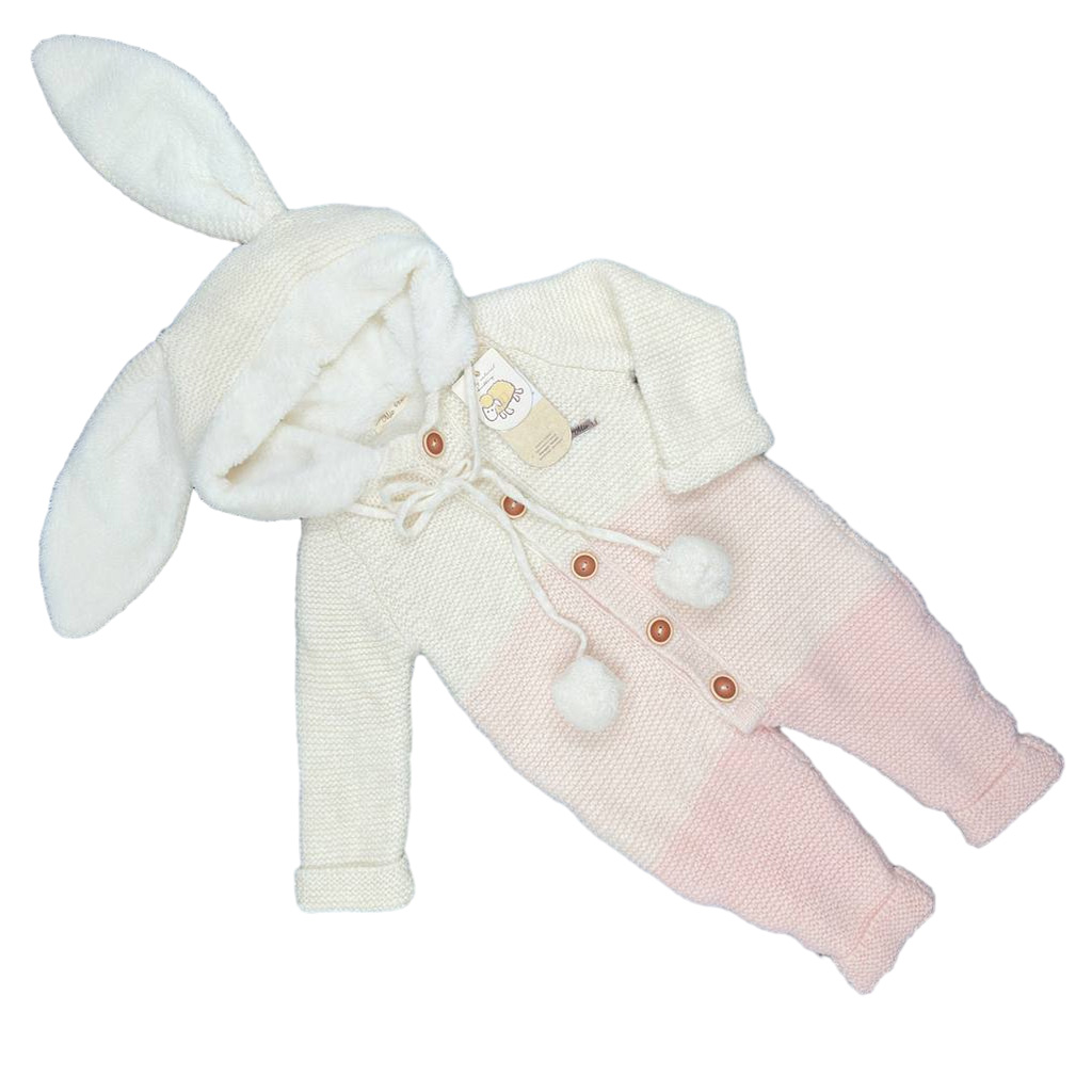 سرهم بافت كركدار 3رنگ راه راه جلودكمه كلاه خرگوش