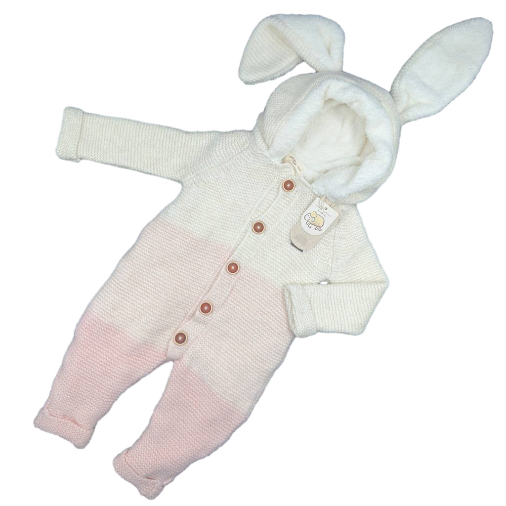 سرهم بافت كركدار 3رنگ راه راه جلودكمه كلاه خرگوش