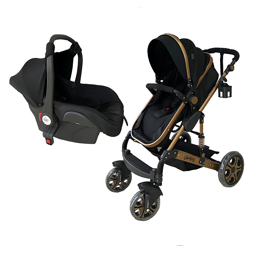 ست کالسکه و کریر 2 تکه اسپرینگ مدل اسپیدا بدنه بژ Espring