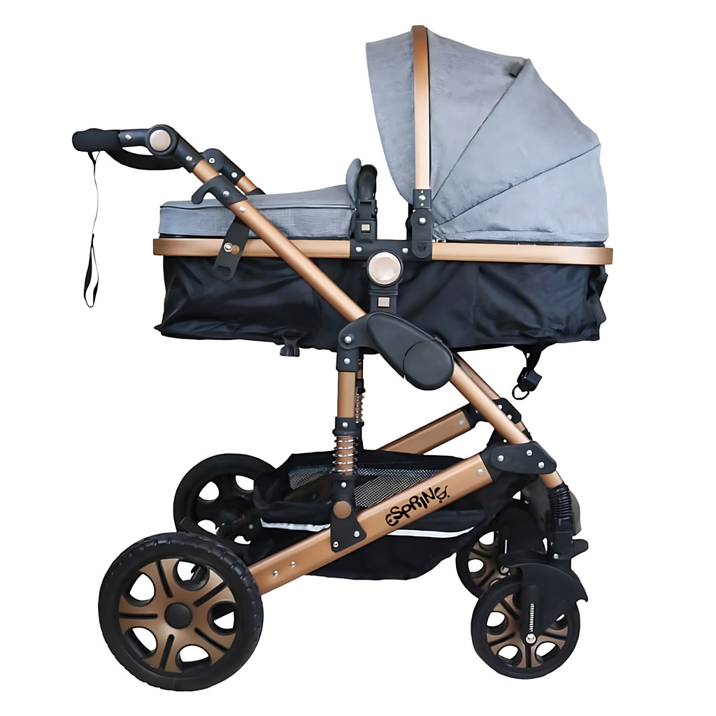 ست کالسکه و کریر 2 تکه اسپرینگ مدل اسپیدا بدنه بژ Espring