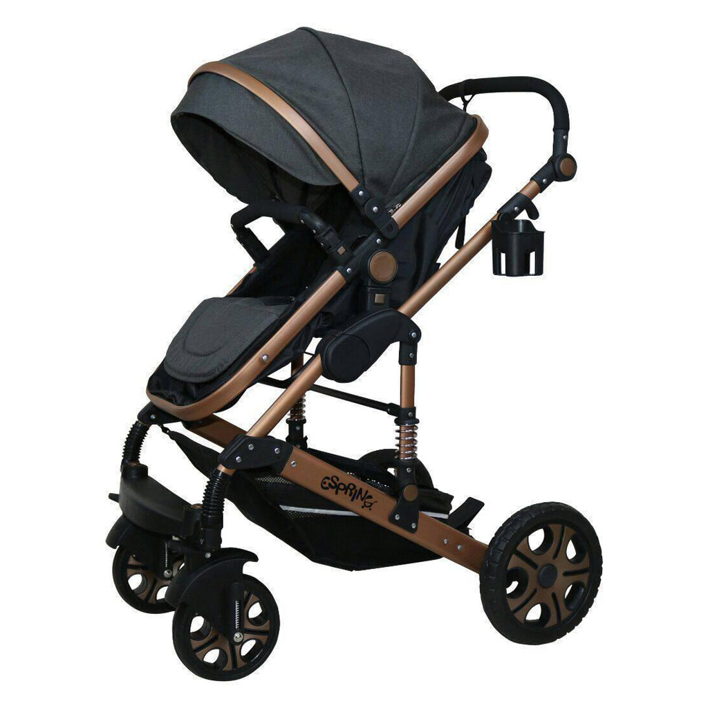 ست کالسکه و کریر 2 تکه اسپرینگ مدل اسپیدا بدنه بژ Espring