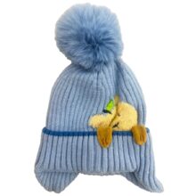 کلاه بافت زمستانی بچگانه پوم دار خرس برجسته4