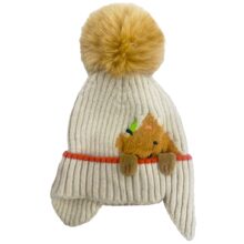 کلاه بافت زمستانی بچگانه پوم دار خرس برجسته
