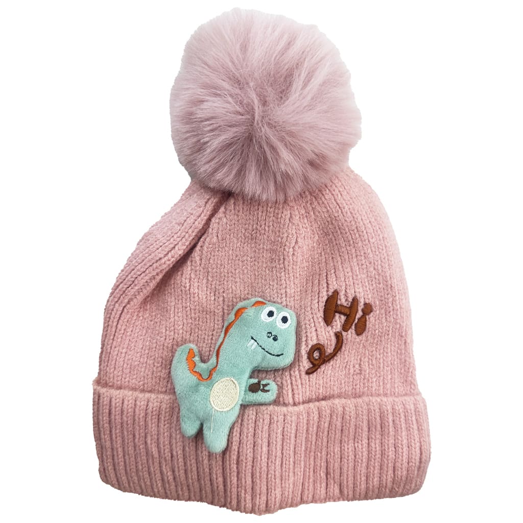 کلاه بافت بچگانه زمستانی پوم دار دایناسور3