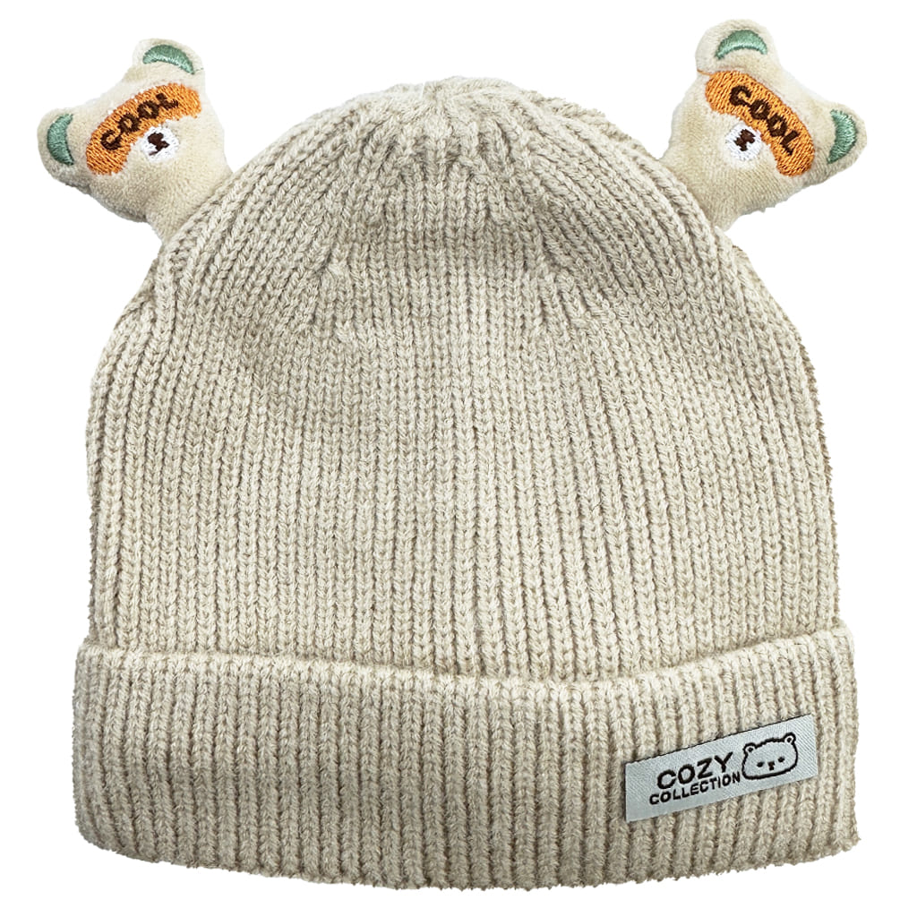 کلاه بافت زمستانی بچگانه لبه برگرد خرس Cozy Cool6