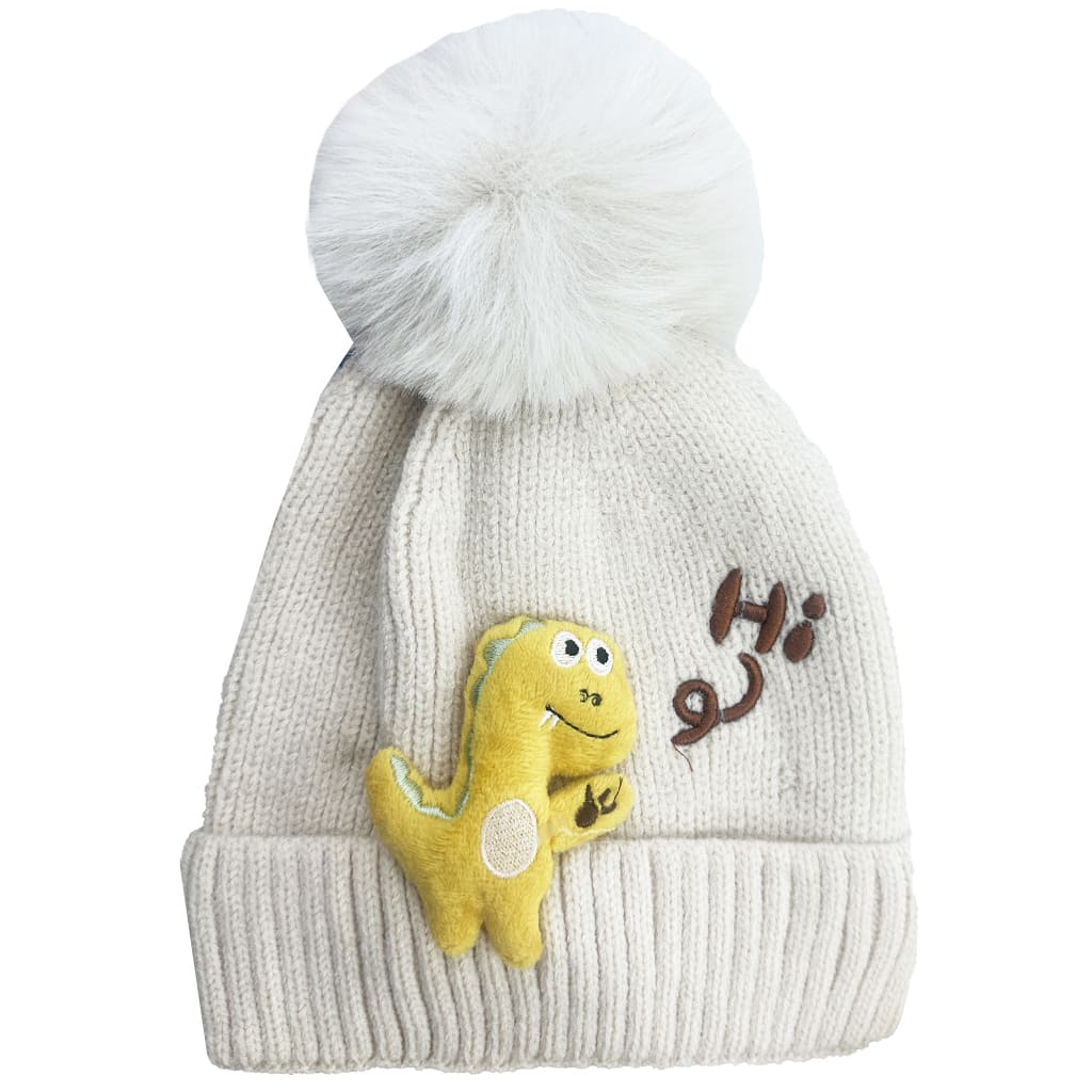 کلاه بافت بچگانه زمستانی پوم دار دایناسور4