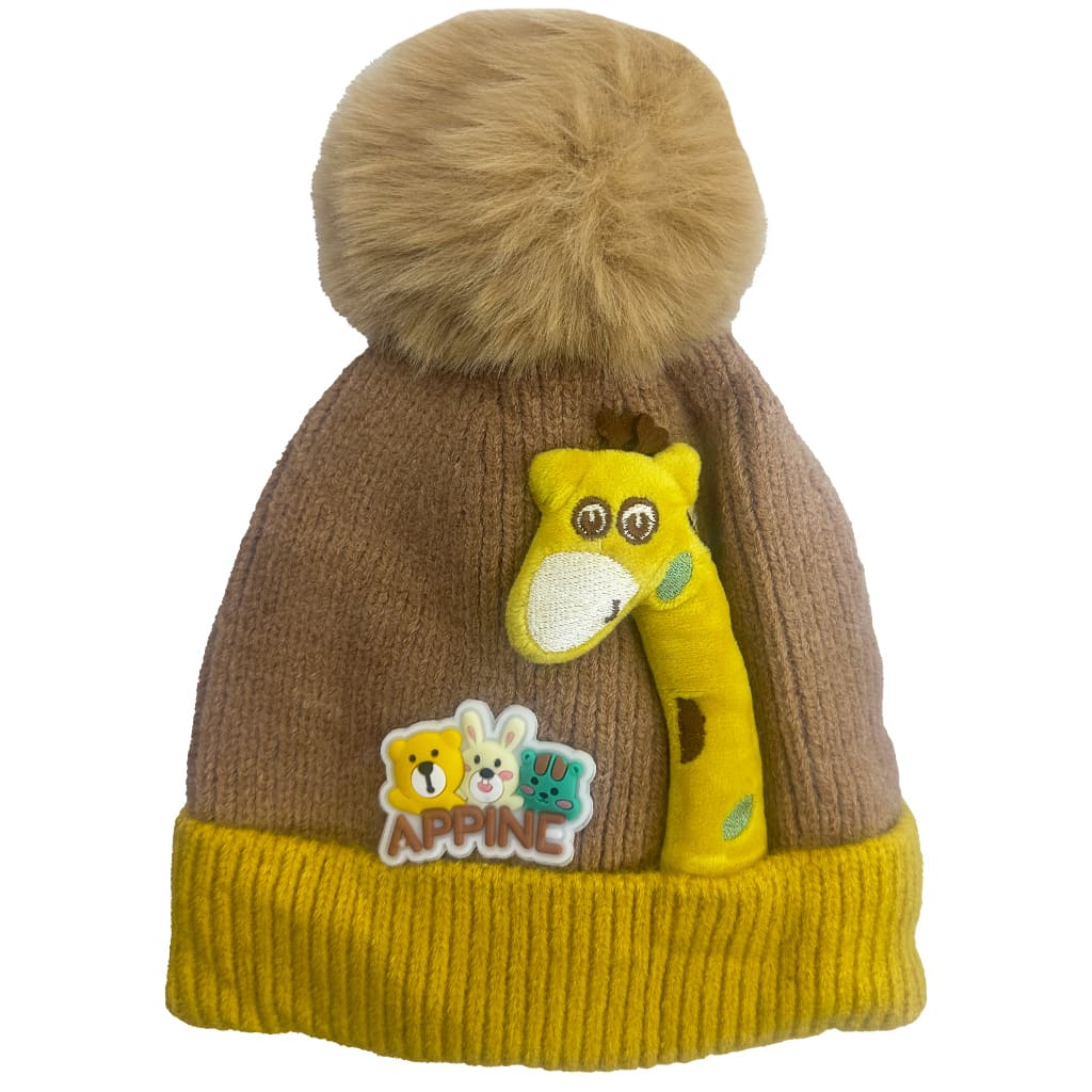 کلاه ریز بافت زمستانی بچگانه طرح زرافه Appinc3