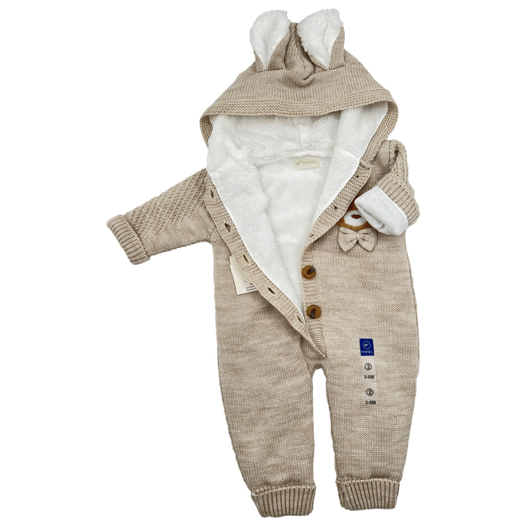 سرهم بافت جلودكمه كركي كلاهدار ساده سينه خرس پاپيوني مينل Minel