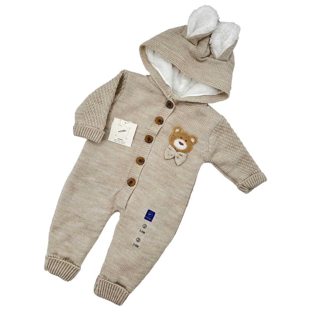 سرهم بافت جلودكمه كركي كلاهدار ساده سينه خرس پاپيوني مينل Minel