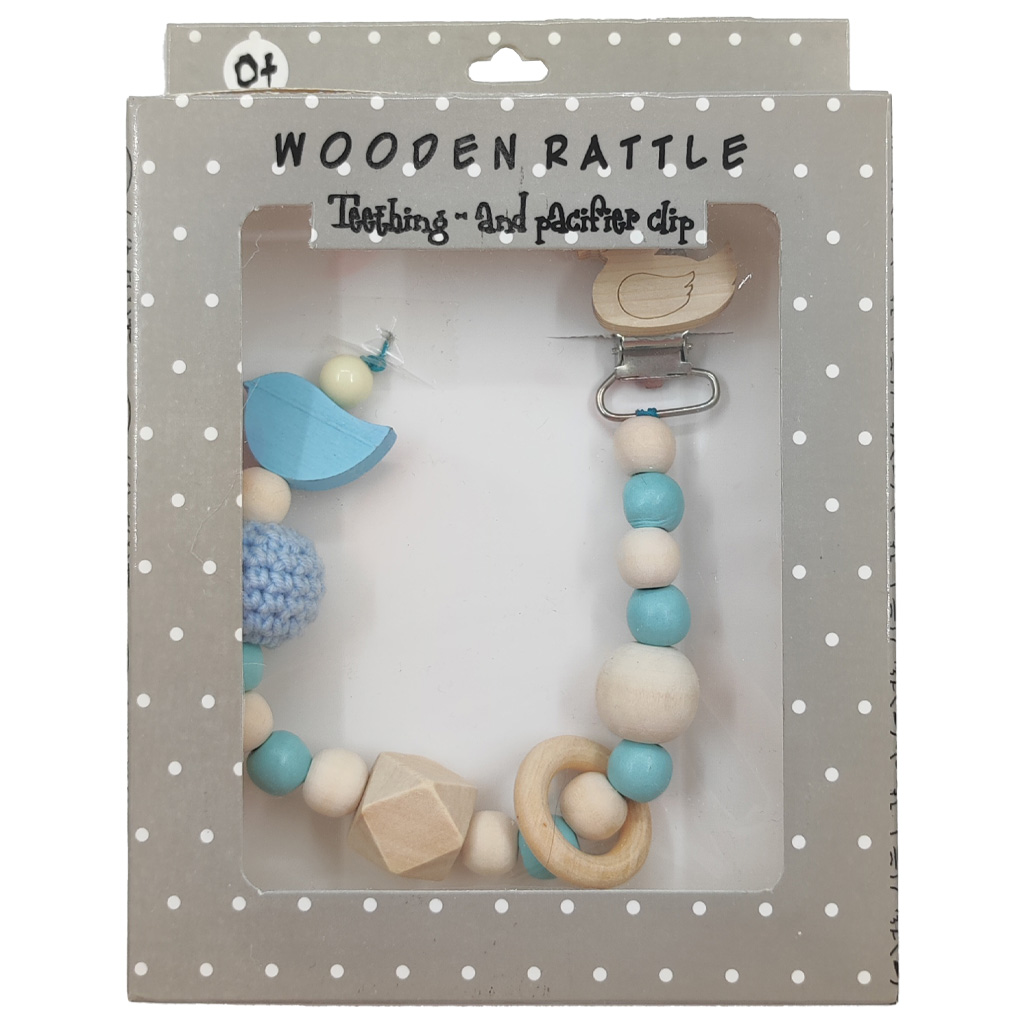 زنجیر پستانک مهره چوبی بافت و اردک Wooden Rattle