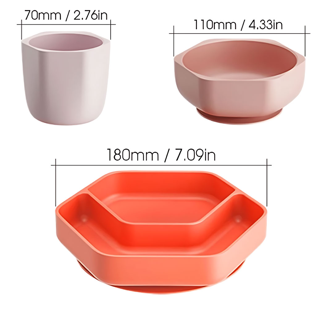 سرویس غذاخوری 3 تکه سیلیکونی هی اور شی Heorshe