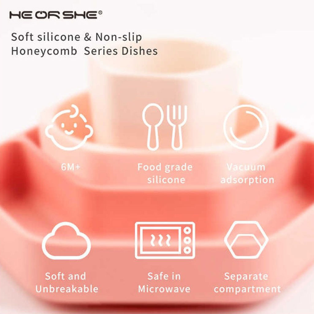 سرویس غذاخوری 3 تکه سیلیکونی هی اور شی Heorshe