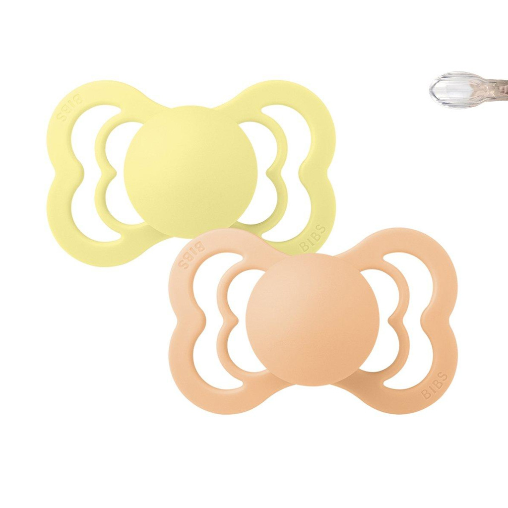 پستانک بیبس بادامی 2تایی سیلیكونی پروانه 6-0 ماه سبز نسكافه ای BIBS Supreme Pacifier