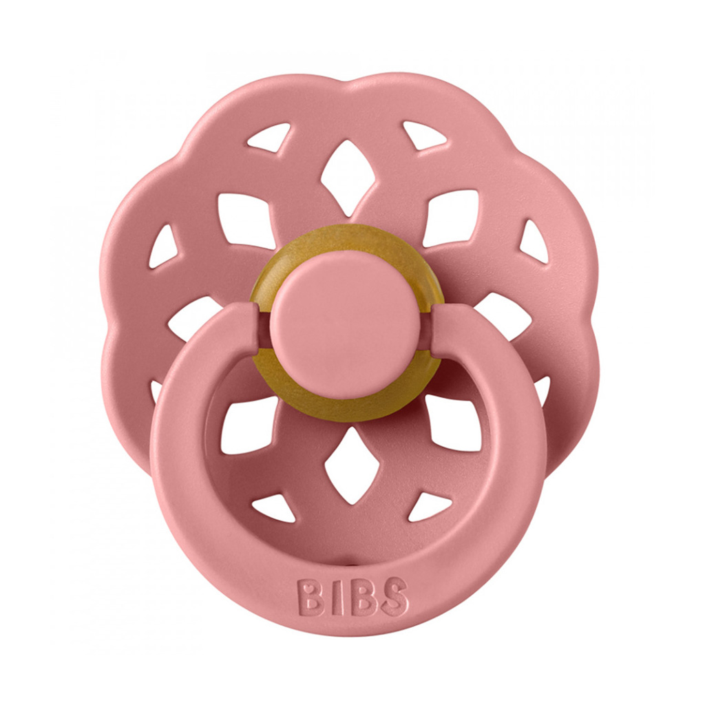 پستانک بیبس سرگرد 2تایی لاتکس گل گرد 6+ماه زرد كالباسی BIBS Boheme