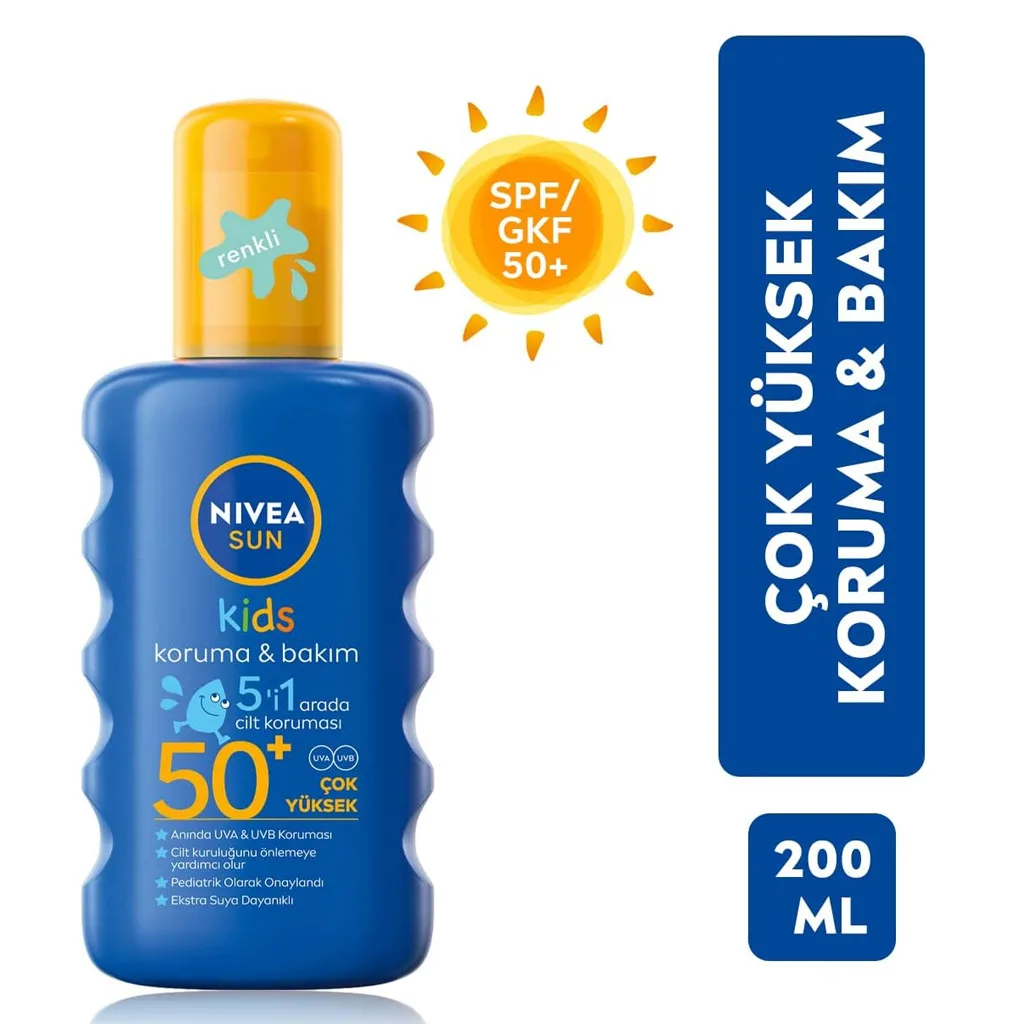 اسپری ضد آفتاب 5در1 نیوا SPF50 مقاوم در برابر آب مرطوب كننده 200میل Nivea