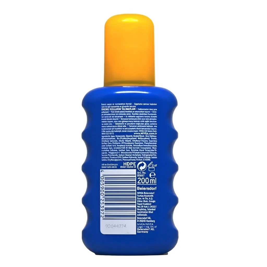 اسپری ضد آفتاب 5در1 نیوا SPF50 مقاوم در برابر آب مرطوب كننده 200میل Nivea