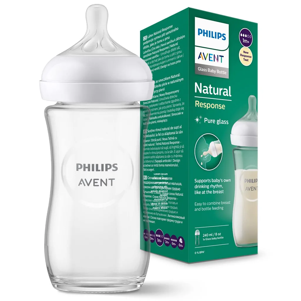 شیشه شیر نچرال پیركس 1+ماه 240ميل اونت Avent