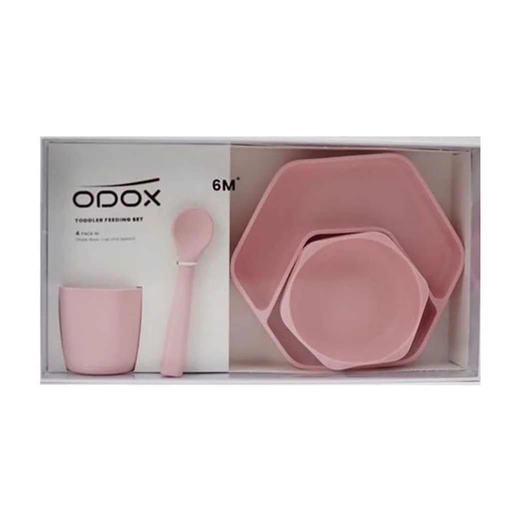 ست غذاخوری سیلیکنی 4تكه 6+ماه کاسه بشقاب لیوان قاشق اودوکس Odox