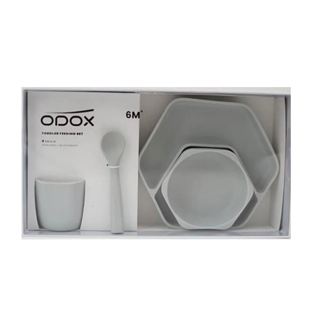 ست غذاخوری سیلیکنی 4تكه 6+ماه کاسه بشقاب لیوان قاشق اودوکس Odox
