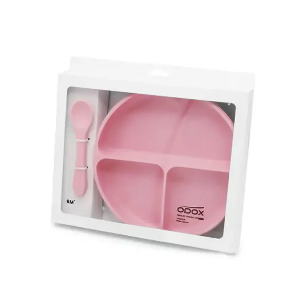ست غذاخوری سیلیکونی 2تکه 6+ماه بشقاب قاشق اودوکس Odox