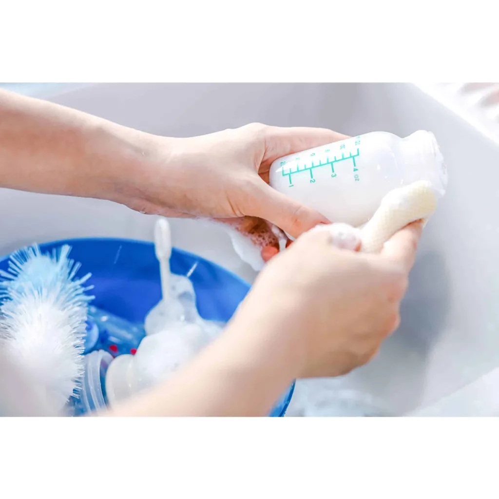 مایع استریل فارلین ضد عفونی کننده شیشه شیر سبزیجات 750ml پمپی Farlin