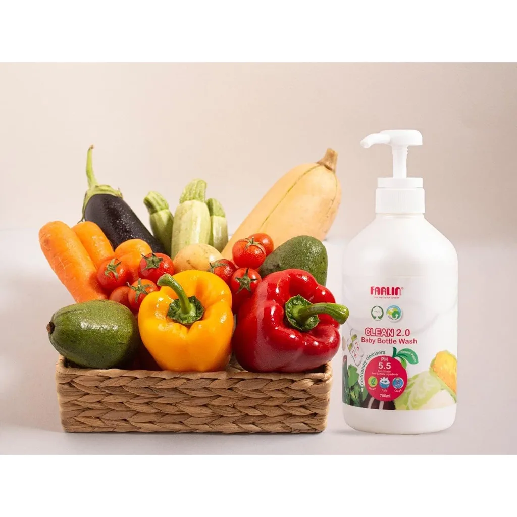 مایع استریل فارلین ضد عفونی کننده شیشه شیر سبزیجات 750ml پمپی Farlin